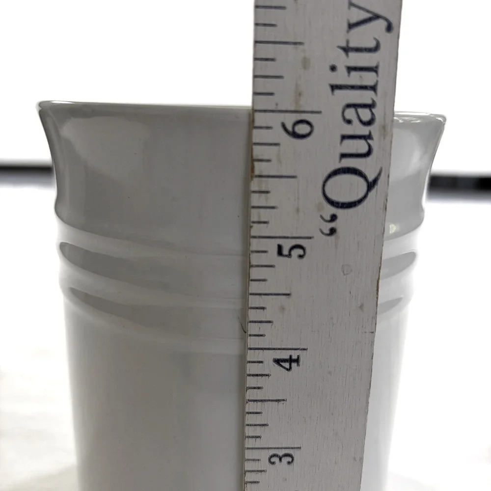 Le Creuset White Stoneware Crock 1 Quart Kitchen Tool Jar 6.25 Inch Cottagecore